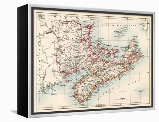 Map of Nova Scotia, Prince Edward Island, and New Brunswick, 1870s-null-Framed Premier Image Canvas