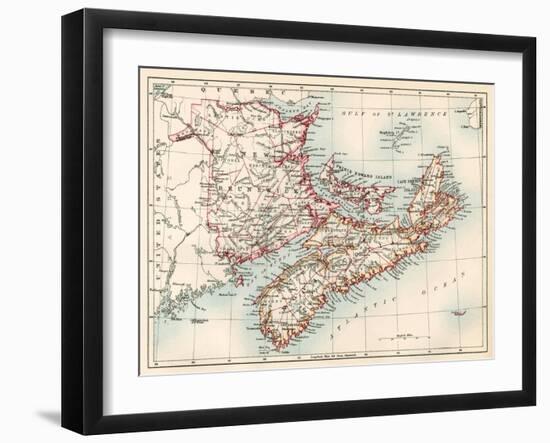 Map of Nova Scotia, Prince Edward Island, and New Brunswick, 1870s-null-Framed Giclee Print