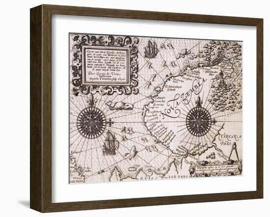 Map of Nova Zembla from Diarium Nauticum, seu vera descriptio trium navigationum admirandarum-Gerrit de Veer-Framed Giclee Print