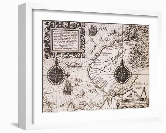 Map of Nova Zembla from Diarium Nauticum, seu vera descriptio trium navigationum admirandarum-Gerrit de Veer-Framed Giclee Print