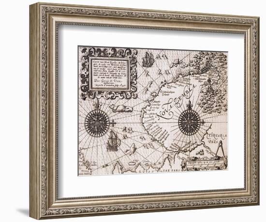 Map of Nova Zembla from Diarium Nauticum, seu vera descriptio trium navigationum admirandarum-Gerrit de Veer-Framed Giclee Print