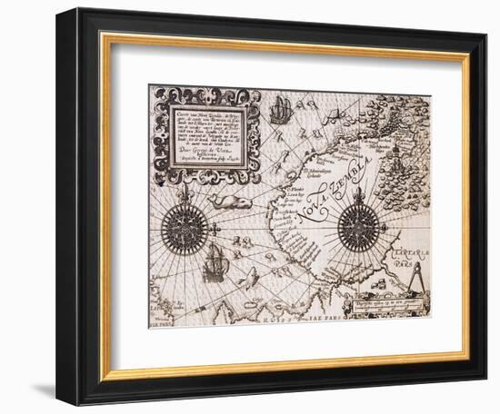 Map of Nova Zembla from Diarium Nauticum, seu vera descriptio trium navigationum admirandarum-Gerrit de Veer-Framed Giclee Print