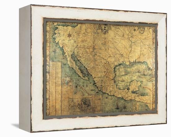 Map of Nueva Espana-Jose Antonio Alzate-Framed Stretched Canvas