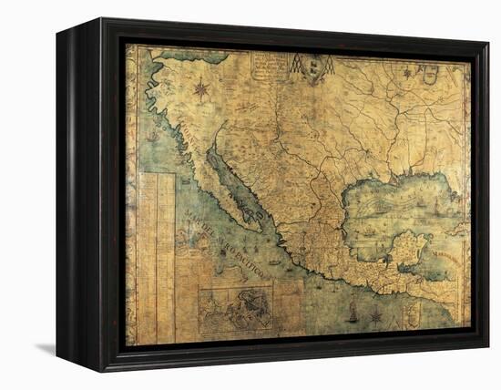 Map of Nueva Espana-Jose Antonio Alzate-Framed Stretched Canvas