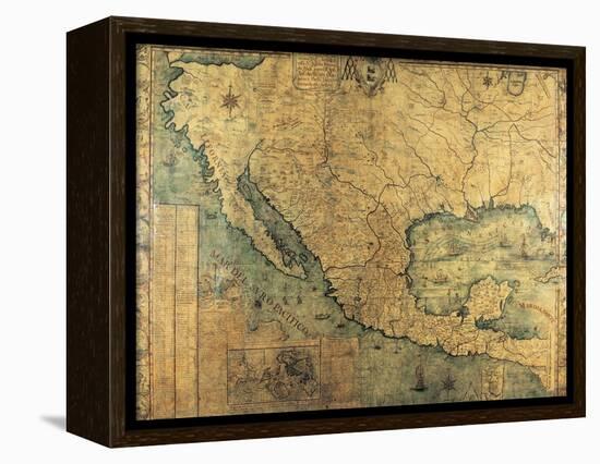 Map of Nueva Espana-Jose Antonio Alzate-Framed Stretched Canvas