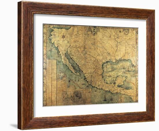 Map of Nueva Espana-Jose Antonio Alzate-Framed Art Print