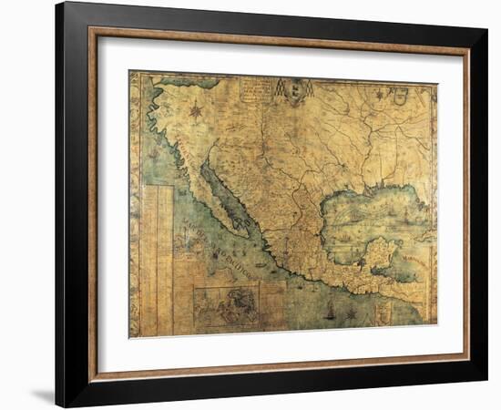 Map of Nueva Espana-Jose Antonio Alzate-Framed Art Print