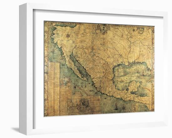 Map of Nueva Espana-Jose Antonio Alzate-Framed Art Print