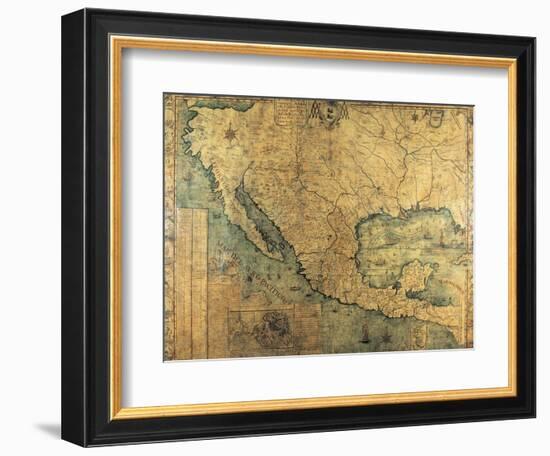 Map of Nueva Espana-Jose Antonio Alzate-Framed Art Print