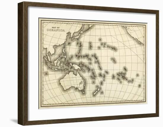 Map of Oceanica, c.1839-Samuel Augustus Mitchell-Framed Art Print