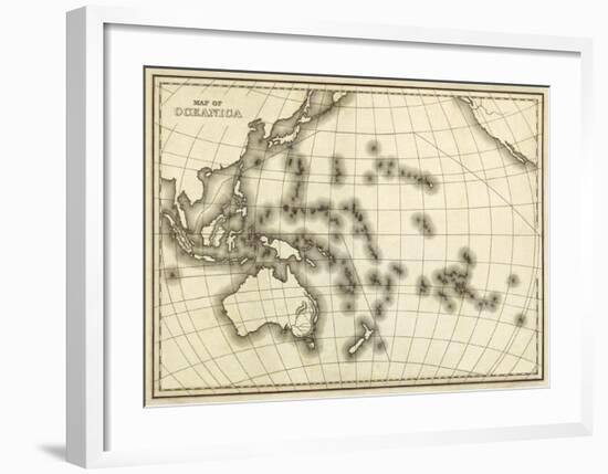 Map of Oceanica, c.1839-Samuel Augustus Mitchell-Framed Art Print