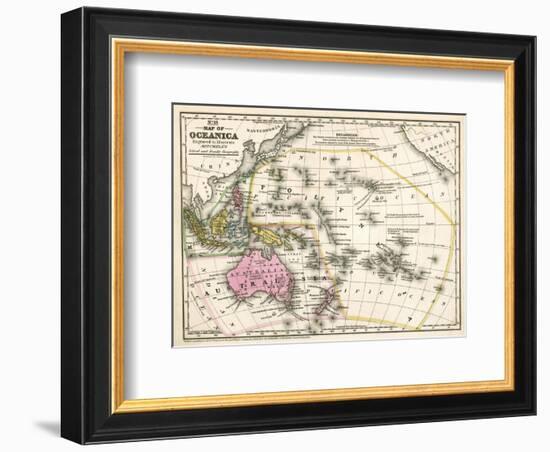 Map of Oceanica, c.1839-Samuel Augustus Mitchell-Framed Art Print