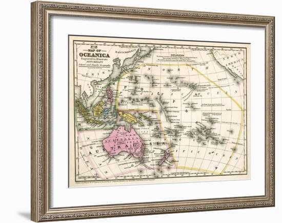 Map of Oceanica, c.1839-Samuel Augustus Mitchell-Framed Art Print