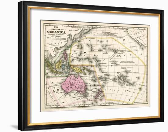 Map of Oceanica, c.1839-Samuel Augustus Mitchell-Framed Art Print