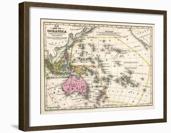 Map of Oceanica, c.1839-Samuel Augustus Mitchell-Framed Art Print