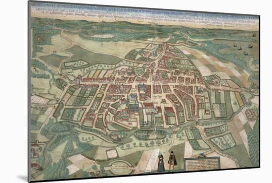 Map of Odense, from Civitates Orbis Terrarum by Georg Braun-Joris Hoefnagel-Mounted Giclee Print