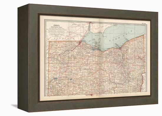 Map of Ohio, Northern Part. United States-Encyclopaedia Britannica-Framed Stretched Canvas