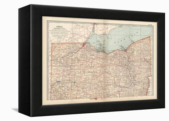 Map of Ohio, Northern Part. United States-Encyclopaedia Britannica-Framed Stretched Canvas