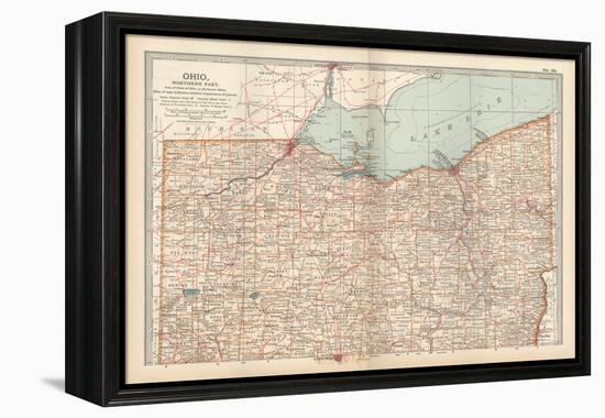 Map of Ohio, Northern Part. United States-Encyclopaedia Britannica-Framed Stretched Canvas