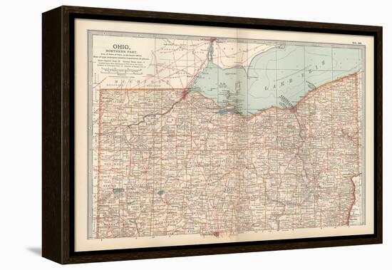 Map of Ohio, Northern Part. United States-Encyclopaedia Britannica-Framed Stretched Canvas