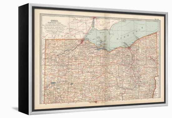 Map of Ohio, Northern Part. United States-Encyclopaedia Britannica-Framed Stretched Canvas