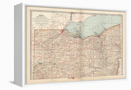 Map of Ohio, Northern Part. United States-Encyclopaedia Britannica-Framed Stretched Canvas