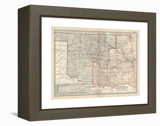 Map of Oklahoma and Indian Territory. United States-Encyclopaedia Britannica-Framed Premier Image Canvas