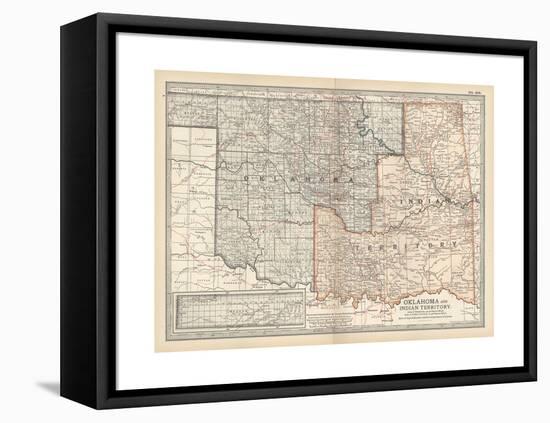 Map of Oklahoma and Indian Territory. United States-Encyclopaedia Britannica-Framed Premier Image Canvas