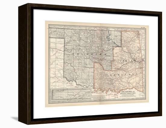 Map of Oklahoma and Indian Territory. United States-Encyclopaedia Britannica-Framed Premier Image Canvas