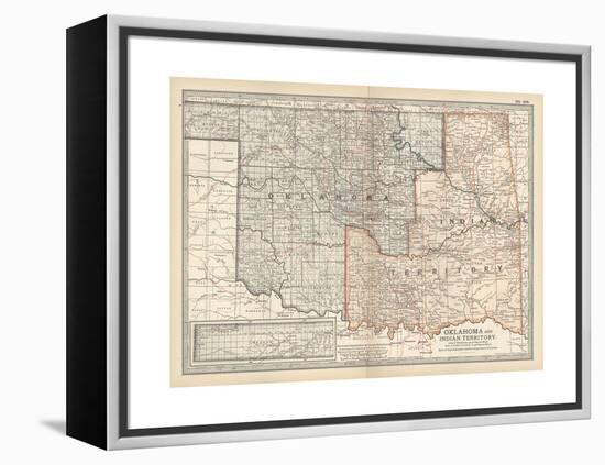 Map of Oklahoma and Indian Territory. United States-Encyclopaedia Britannica-Framed Premier Image Canvas