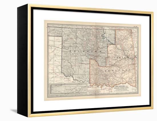 Map of Oklahoma and Indian Territory. United States-Encyclopaedia Britannica-Framed Premier Image Canvas