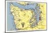 Map of Olympic Peninsula, Washington-null-Mounted Art Print