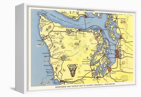 Map of Olympic Peninsula, Washington-null-Framed Stretched Canvas