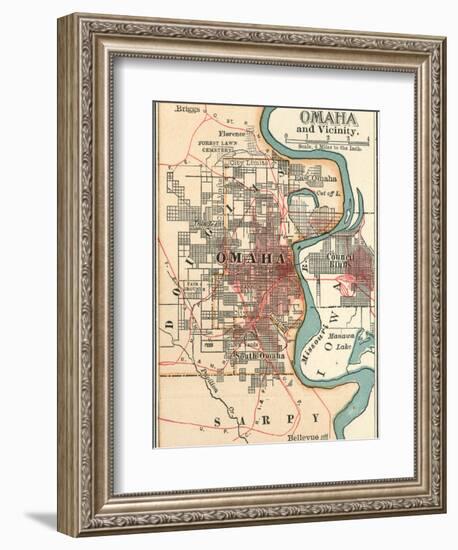 Map of Omaha and Vicinity-Encyclopaedia Britannica-Framed Premium Giclee Print