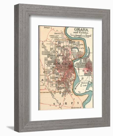 Map of Omaha and Vicinity-Encyclopaedia Britannica-Framed Premium Giclee Print