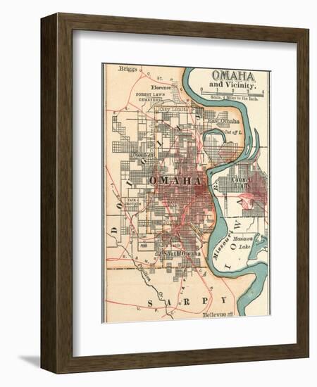 Map of Omaha and Vicinity-Encyclopaedia Britannica-Framed Art Print