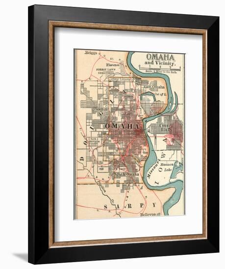 Map of Omaha and Vicinity-Encyclopaedia Britannica-Framed Art Print