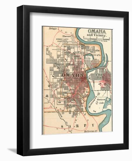 Map of Omaha and Vicinity-Encyclopaedia Britannica-Framed Art Print