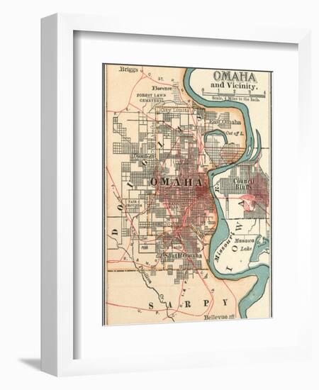 Map of Omaha and Vicinity-Encyclopaedia Britannica-Framed Art Print