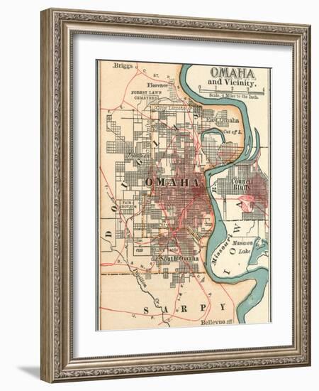 Map of Omaha and Vicinity-Encyclopaedia Britannica-Framed Art Print