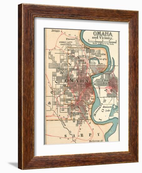 Map of Omaha and Vicinity-Encyclopaedia Britannica-Framed Art Print