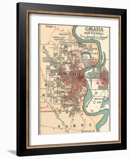 Map of Omaha and Vicinity-Encyclopaedia Britannica-Framed Art Print