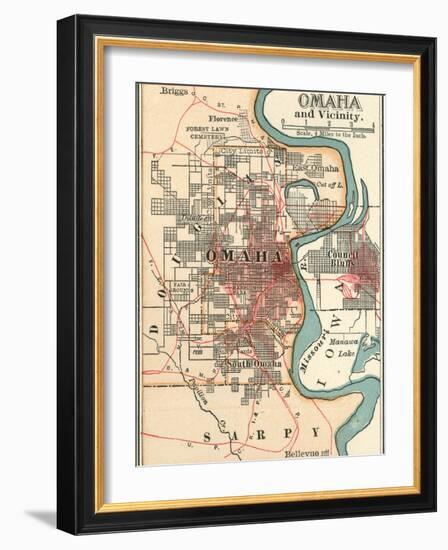 Map of Omaha and Vicinity-Encyclopaedia Britannica-Framed Art Print