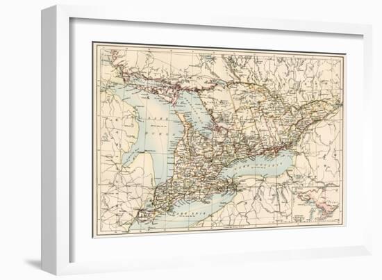 Map of Ontario, Canada, 1870s-null-Framed Giclee Print