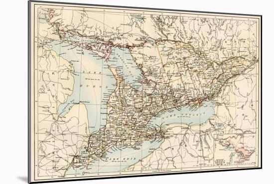 Map of Ontario, Canada, 1870s-null-Mounted Giclee Print