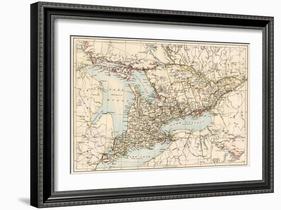 Map of Ontario, Canada, 1870s-null-Framed Giclee Print