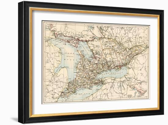 Map of Ontario, Canada, 1870s-null-Framed Giclee Print