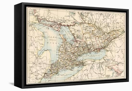 Map of Ontario, Canada, 1870s-null-Framed Premier Image Canvas