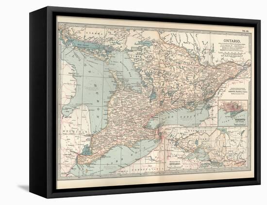 Map of Ontario, Canada. Insets of Toronto and Western Part of Ontario-Encyclopaedia Britannica-Framed Stretched Canvas