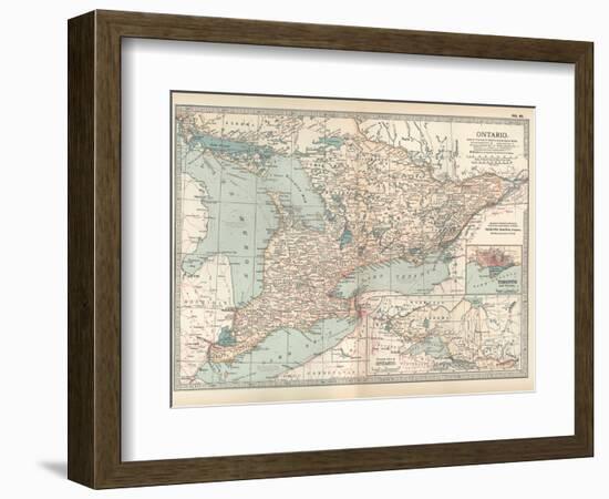 Map of Ontario, Canada. Insets of Toronto and Western Part of Ontario-Encyclopaedia Britannica-Framed Art Print